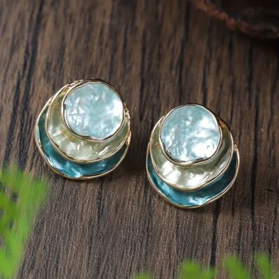 Boucles d'oreilles bohèmes superposées bleu ombré – Bijoux élégants à tige et pendants pour femmes et fêtes