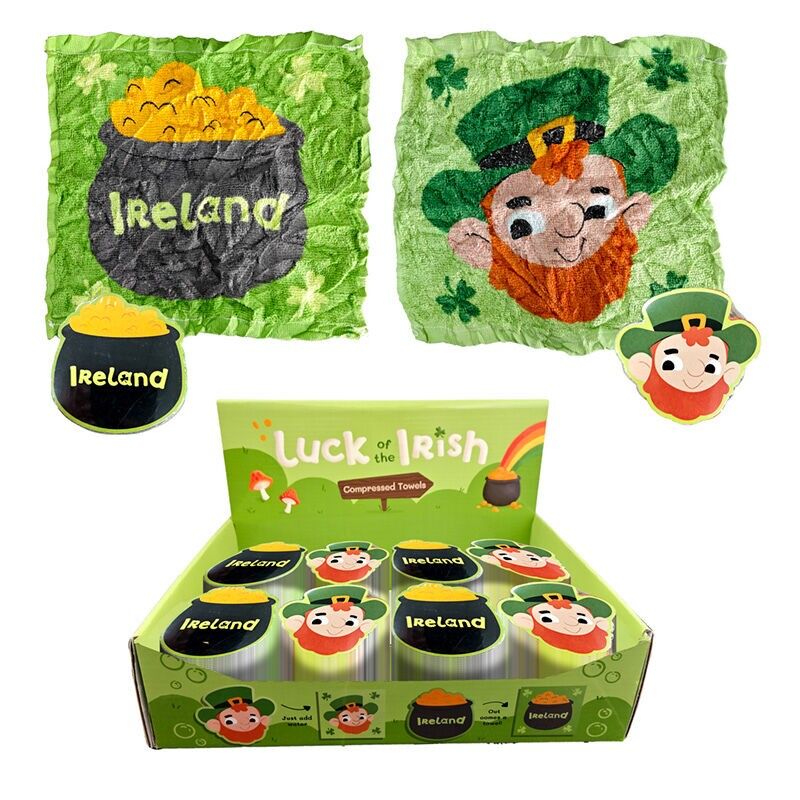 Asciugamano da viaggio compresso Lucky of the Irish Leprechaun & Shamrock