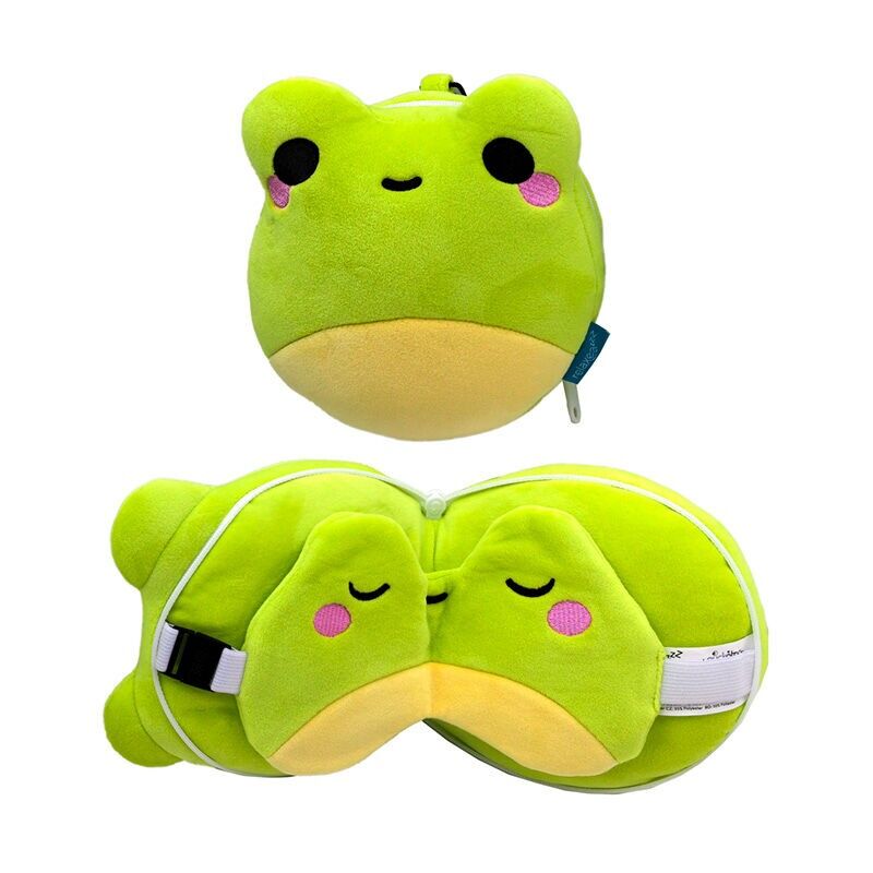 Relaxeazzz Silas the Frog Adoramals Travel Pillow & Eye Mask