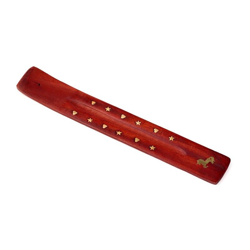 Bruciatore di bastoncini di incenso acchiappacenere unicorno in legno di mango