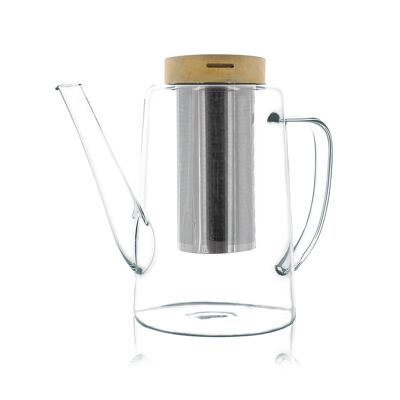 Teiera Gustave in vetro borosilicato e coperchio in legno 1,2l