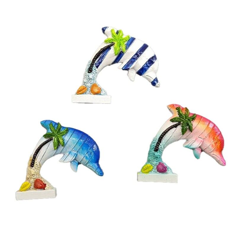 Imán de recuerdo costero con forma de delfín en forma de isla tropical