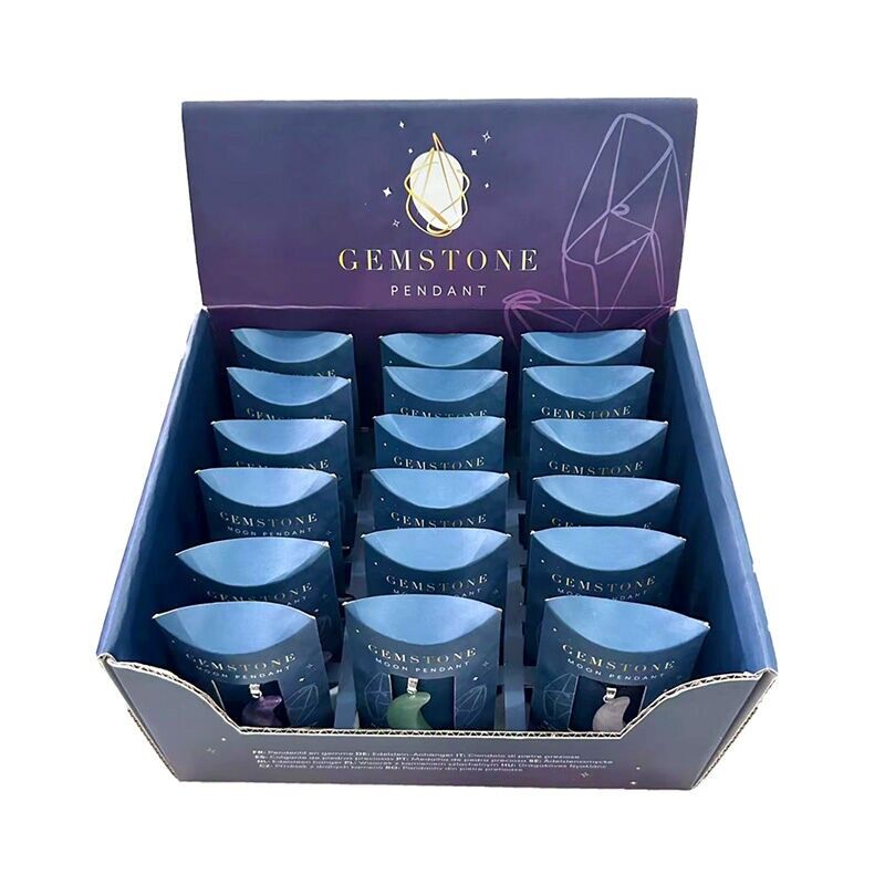 Healing Stone Gemstone Moon Shaped Pendant