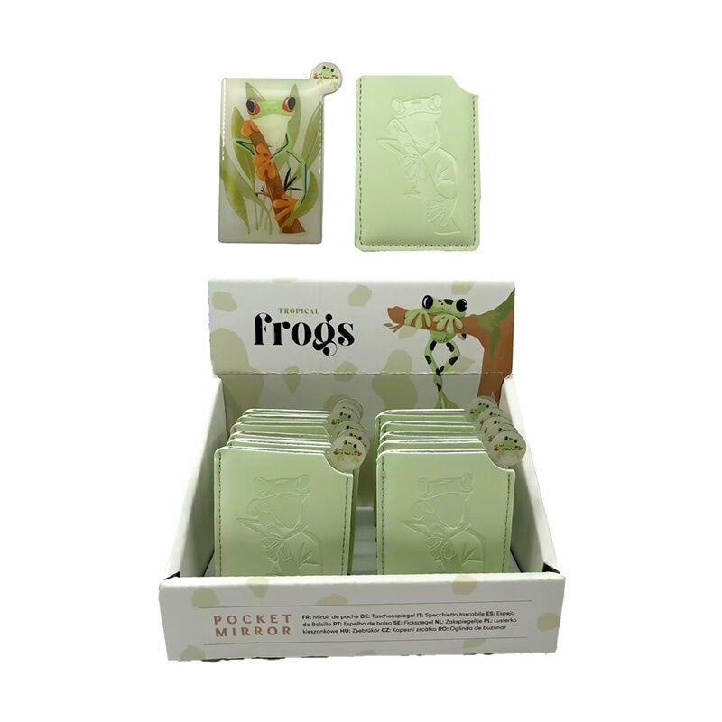 Taschenspiegel mit Tropenfröschen im Etui