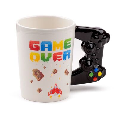 Taza con asa de cerámica Game Over con Pixel Decal