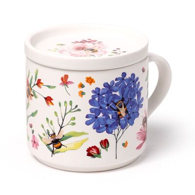 Juego de taza y posavasos de porcelana Nectar Meadows