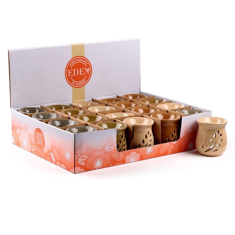 Eden Simple Leaf Fretwork Design Crackle Glaze Bruciatore a olio in ceramica