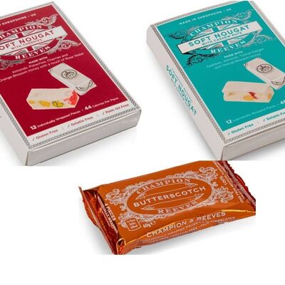 Soft Nougat Selection (2 Flavors Cashew/Cherry) Butterscotch 12 pieces/ 12 pieces/ 60g