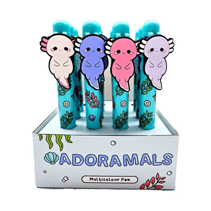 Adoramals Maddie the Axolotl Multi Colour Pen with Charm (6 Colours)