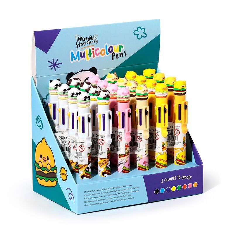 Süßer Hamburger-Mehrfarbstift mit Topper (8 Farben)