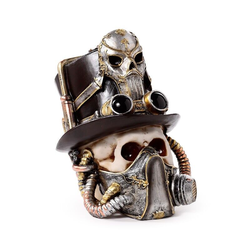 Totenkopf im Steampunk-Stil mit Gasmaske und Zylinder