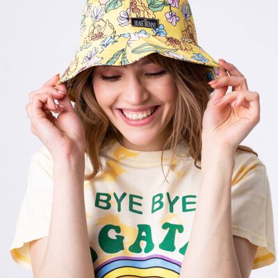 Bucket Hat -  Retro Yellow Flowers