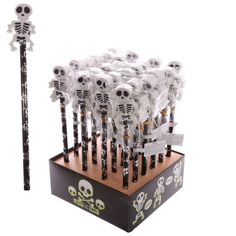 Divertente Topper con matita e gomma a forma di scheletro