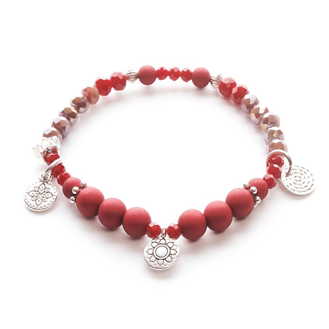 Bracciale con pietre preziose Bordeaux, SilverShiny