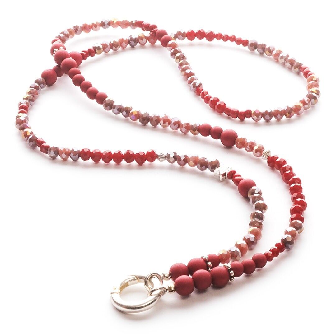 Bordeaux 88 SilverShiny, lange Edelstein Wechselkette