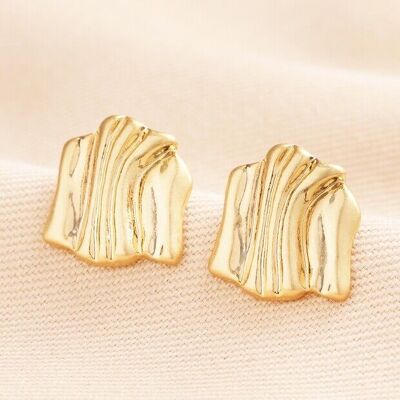 Boucles d'oreilles à tige en or style bois flotté avec fermoir à boule épaisse