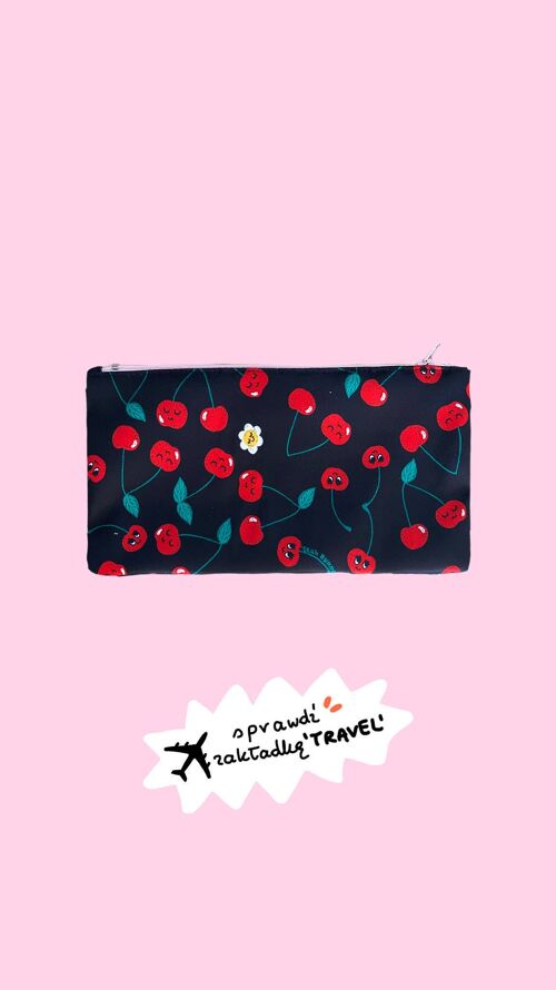 Makeup Bag - Small Pouch -  Black Cherries