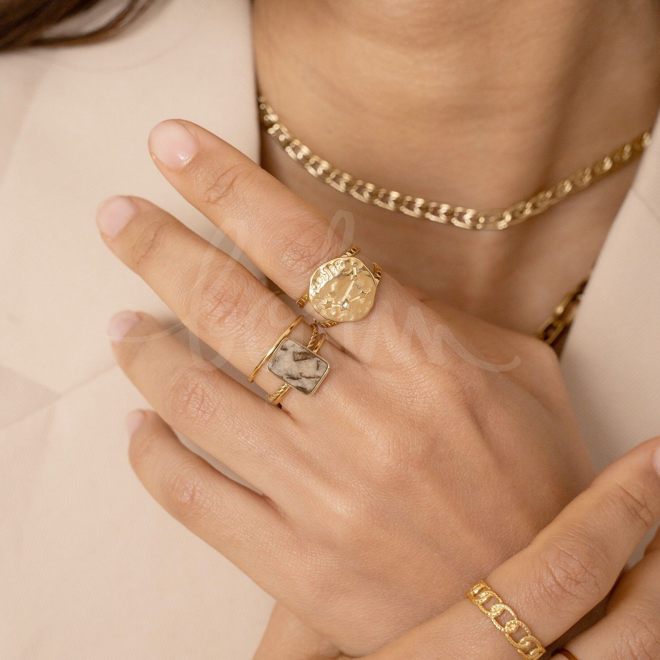 Anello Ezechiele in oro - pietra naturale