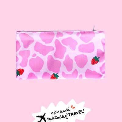 Makeup Bag - Small Pouch -  Strawberry Cow