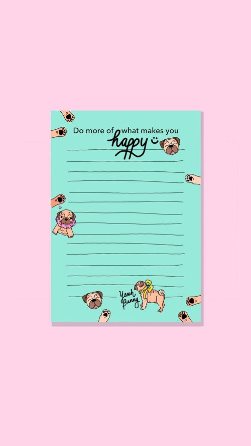 Notepad - Mint Pugs