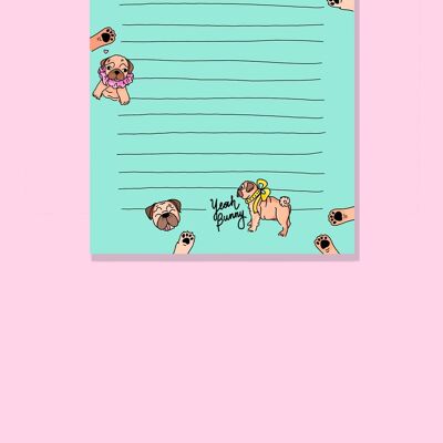 Notepad - Mint Pugs