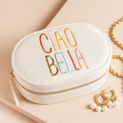 Estuche de viaje ovalado con bordado de Ciao Bella