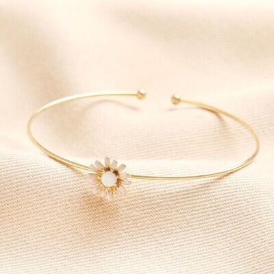 Bracciale sottile regolabile con fiore rosa oro