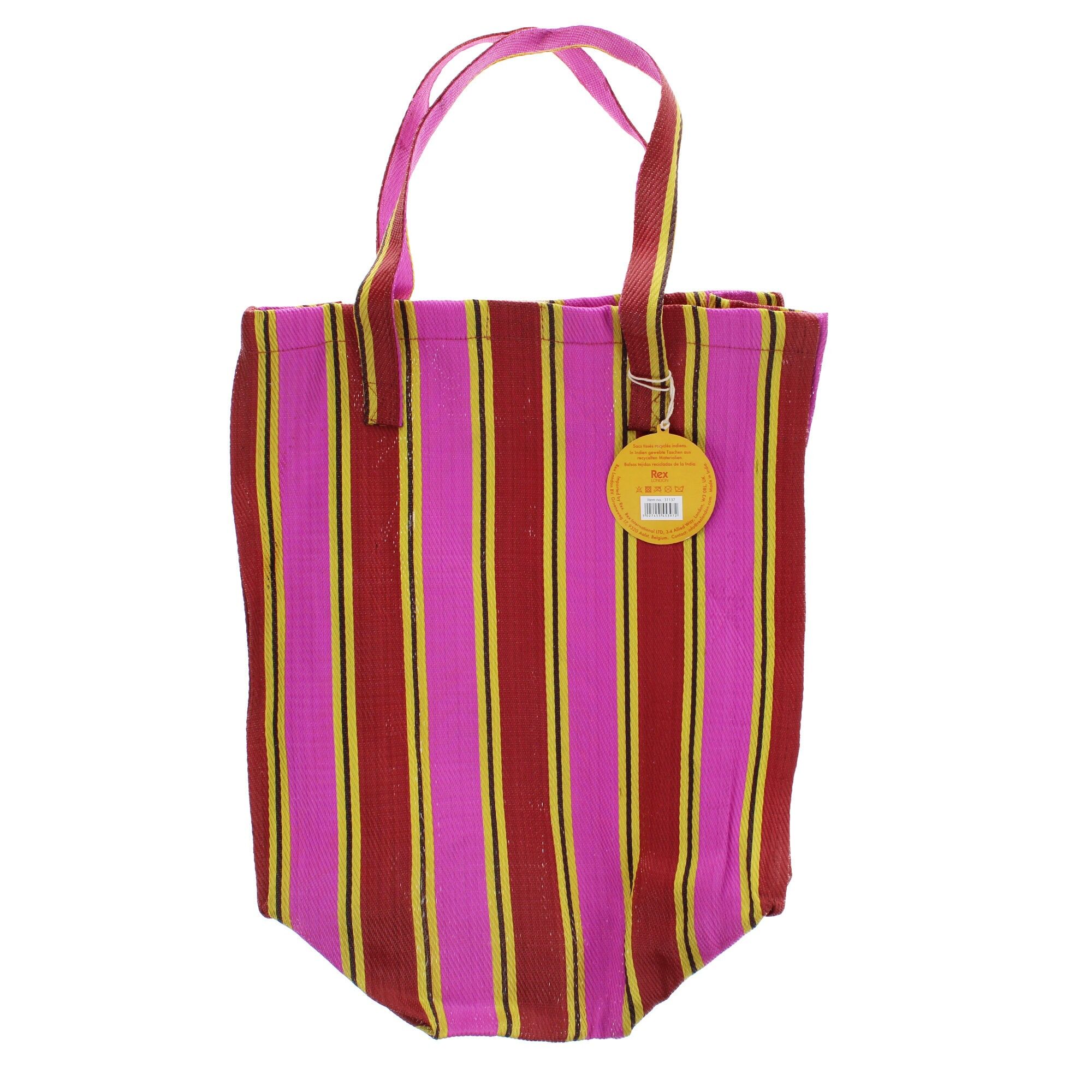 Borsa della spesa in tessuto riciclato - Giallo, rosa, rosso