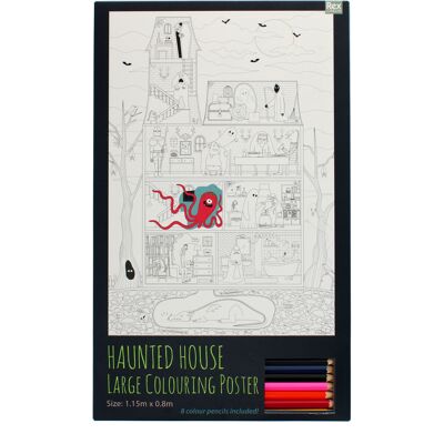 Large colouring poster with pencils - Haunted House