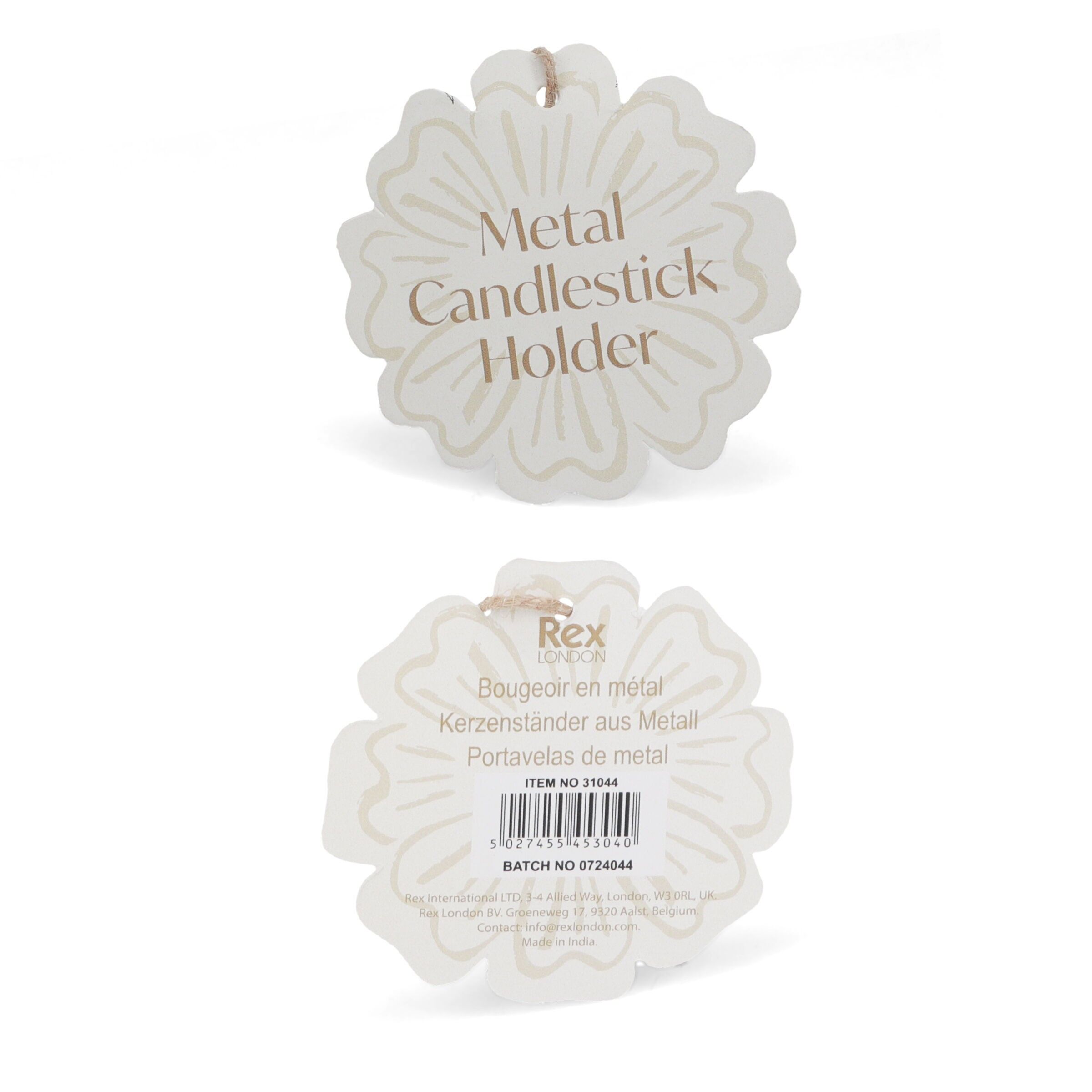 Flacher Kerzenhalter aus Emaille mit Blumenmotiv - Kräftiges Pink