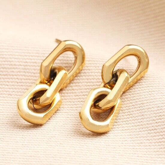 Stainless Steel Paperclip Earrings in Gold