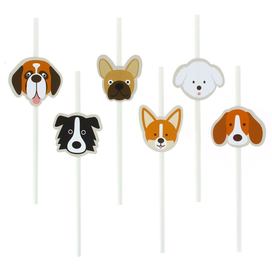 6 Hunde Papierstrohhalme