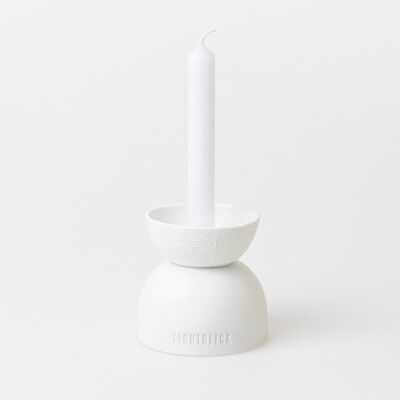 Bougeoir design élégant RÄDER – Porcelaine blanche avec relief et gaufrage