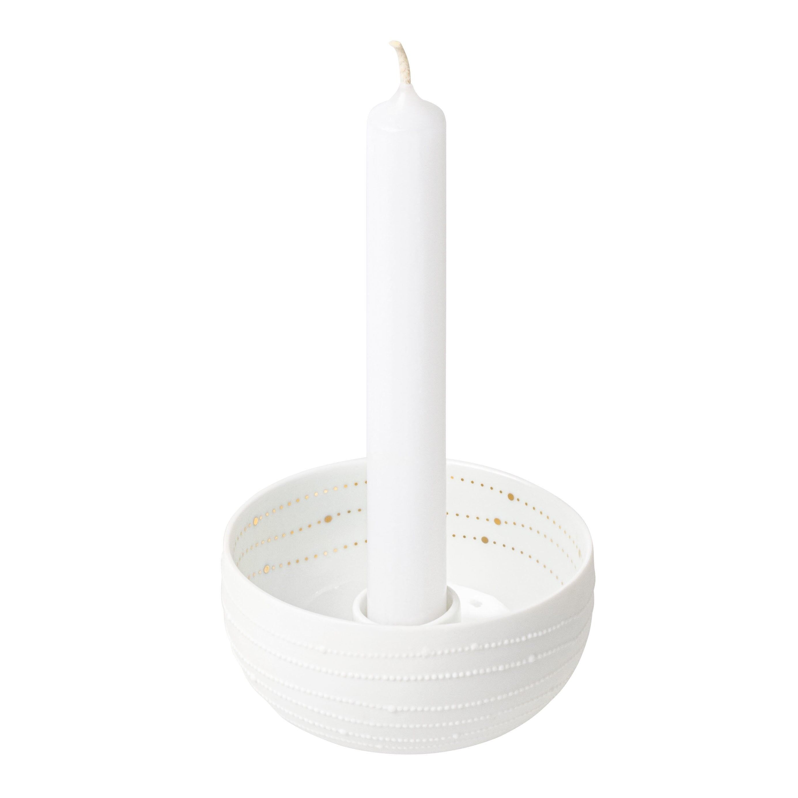 RÄDER Kerzenschälchen – Punktlinien weiß