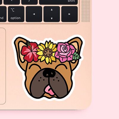 Autocollant - Frenchie Fleurs