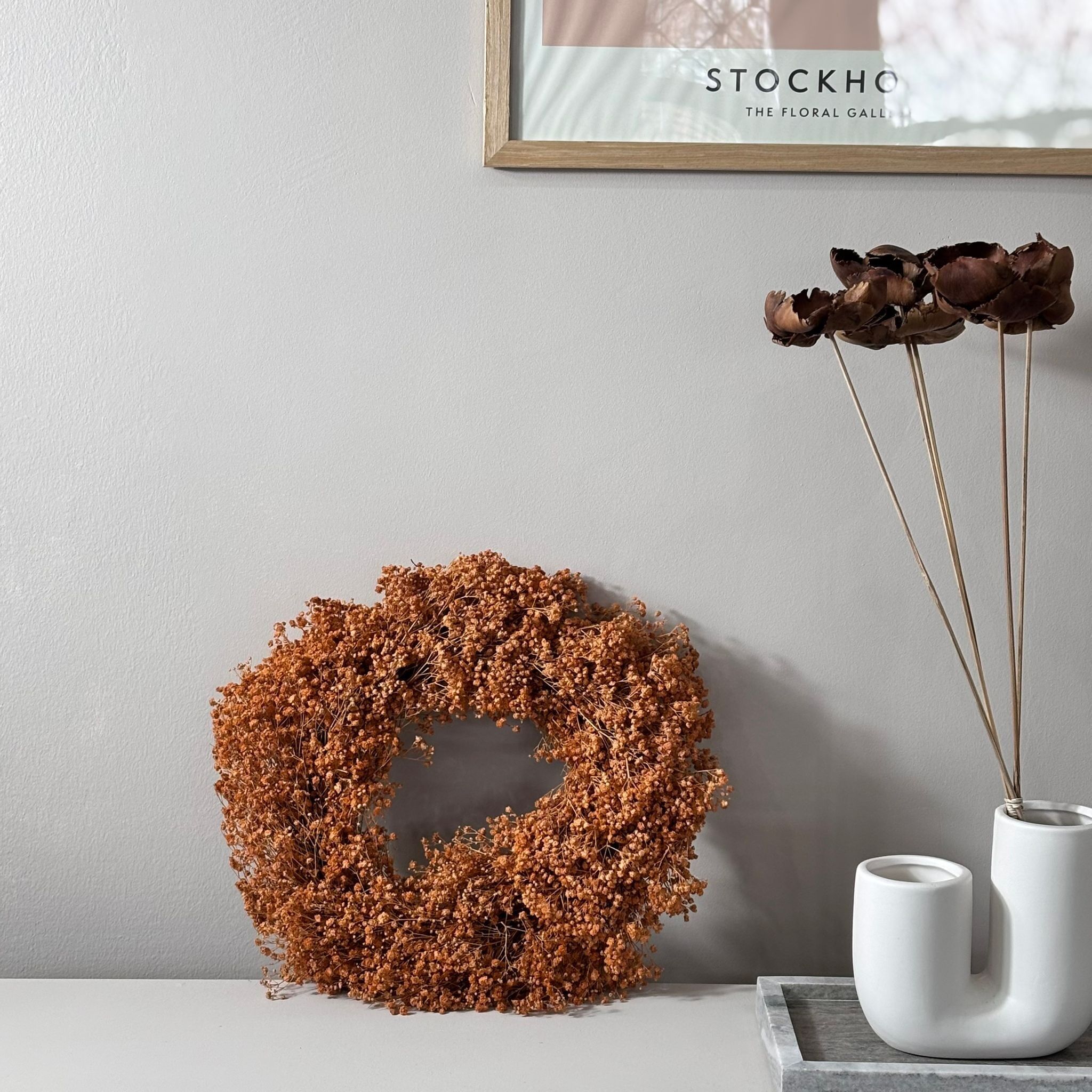 Corona de flores secas gypsophila