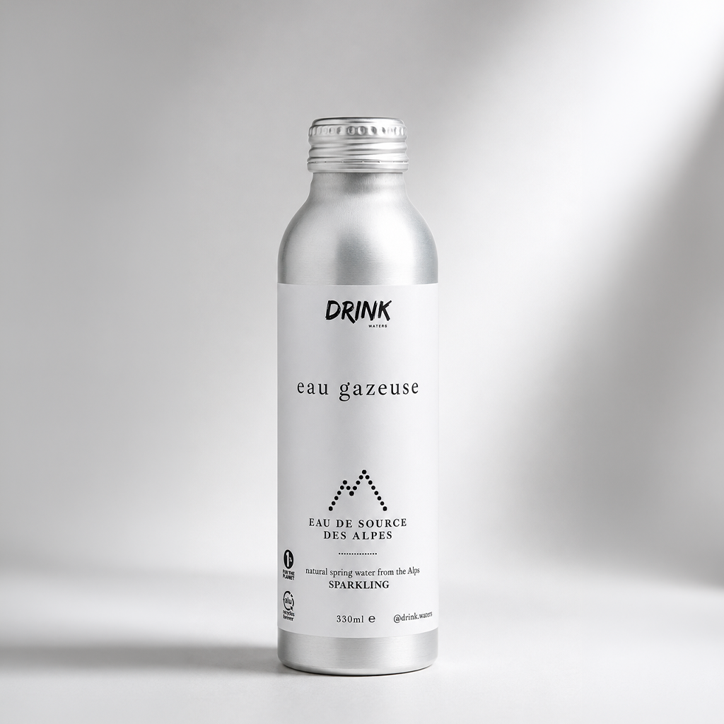 Agua con gas premium de los Alpes - Botella de aluminio reciclable de 330 ml (paquete de 12)