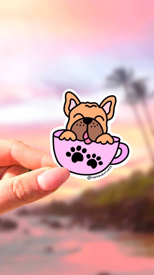 Sticker -  Frenchie Teacup