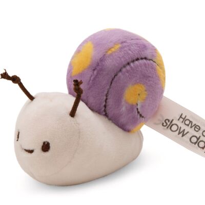 Cuddly toy snail 12cm purple withmessage "Have a slow day"
