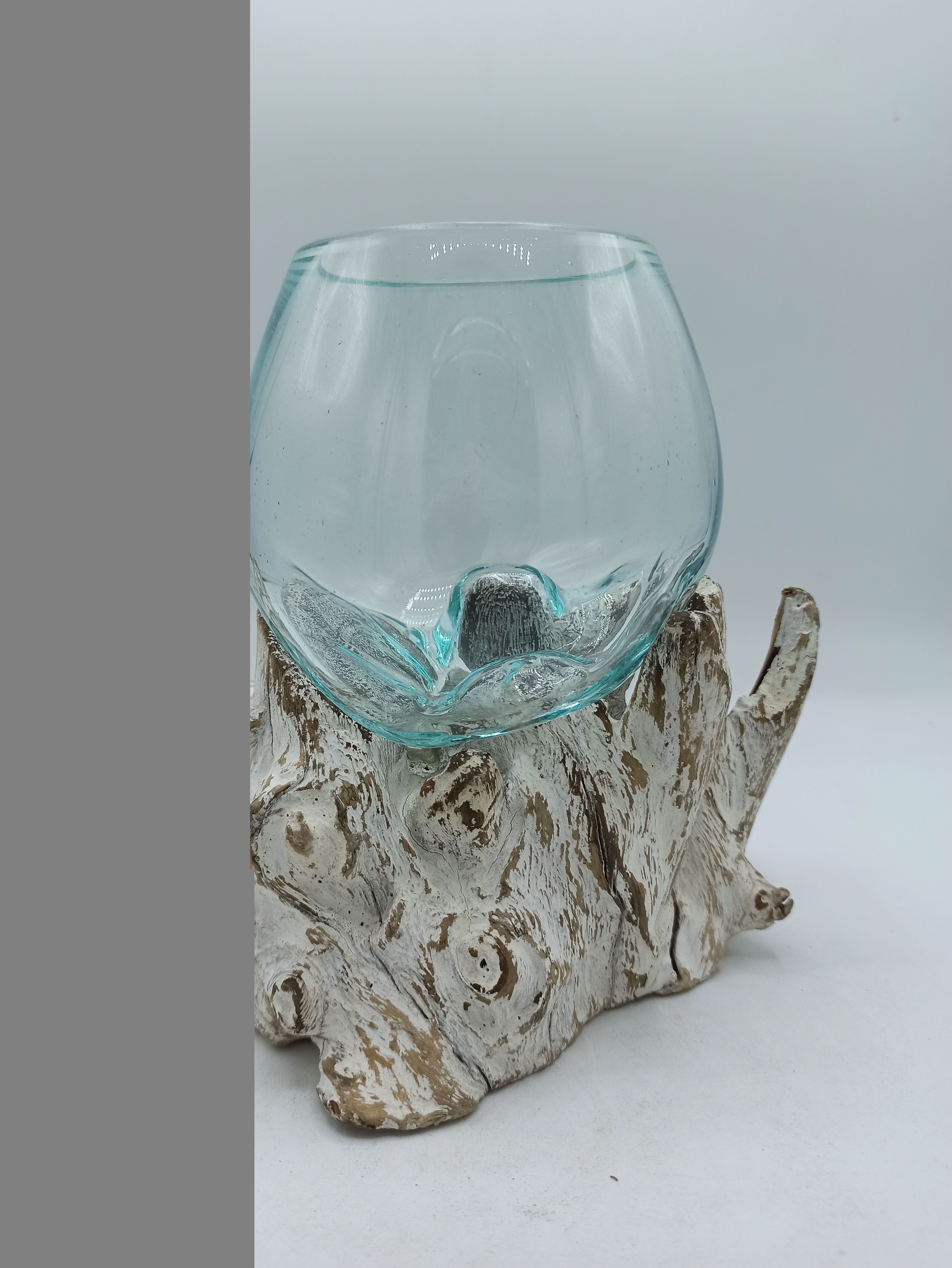 Vidrio fundido sobre madera blanqueada - Tazón mediano