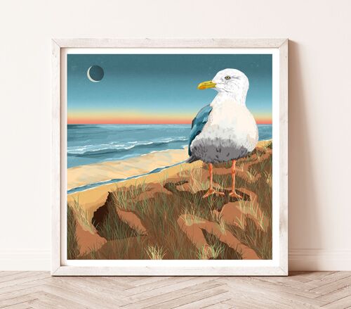 GICLÉE PRINT SQUARE  | Seagull at the Beach Print