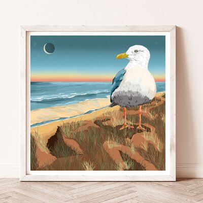 GICLÉE PRINT SQUARE  | Seagull at the Beach Print