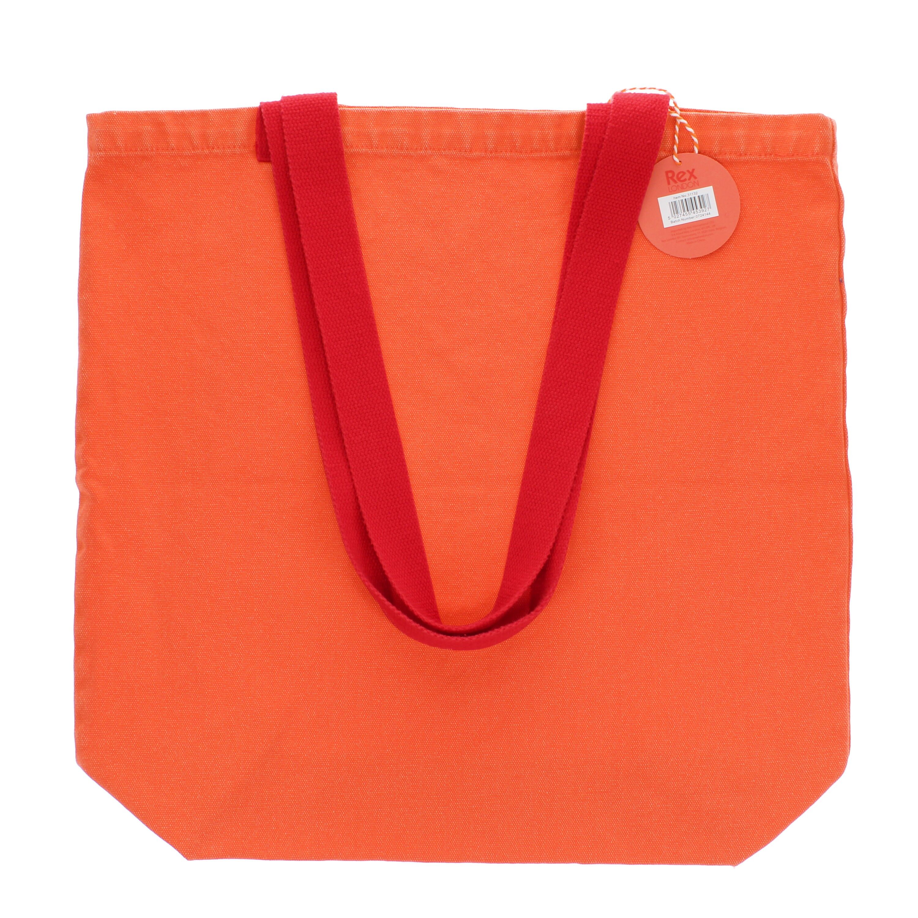 Borsa tote in cotone bicolore - Corallo