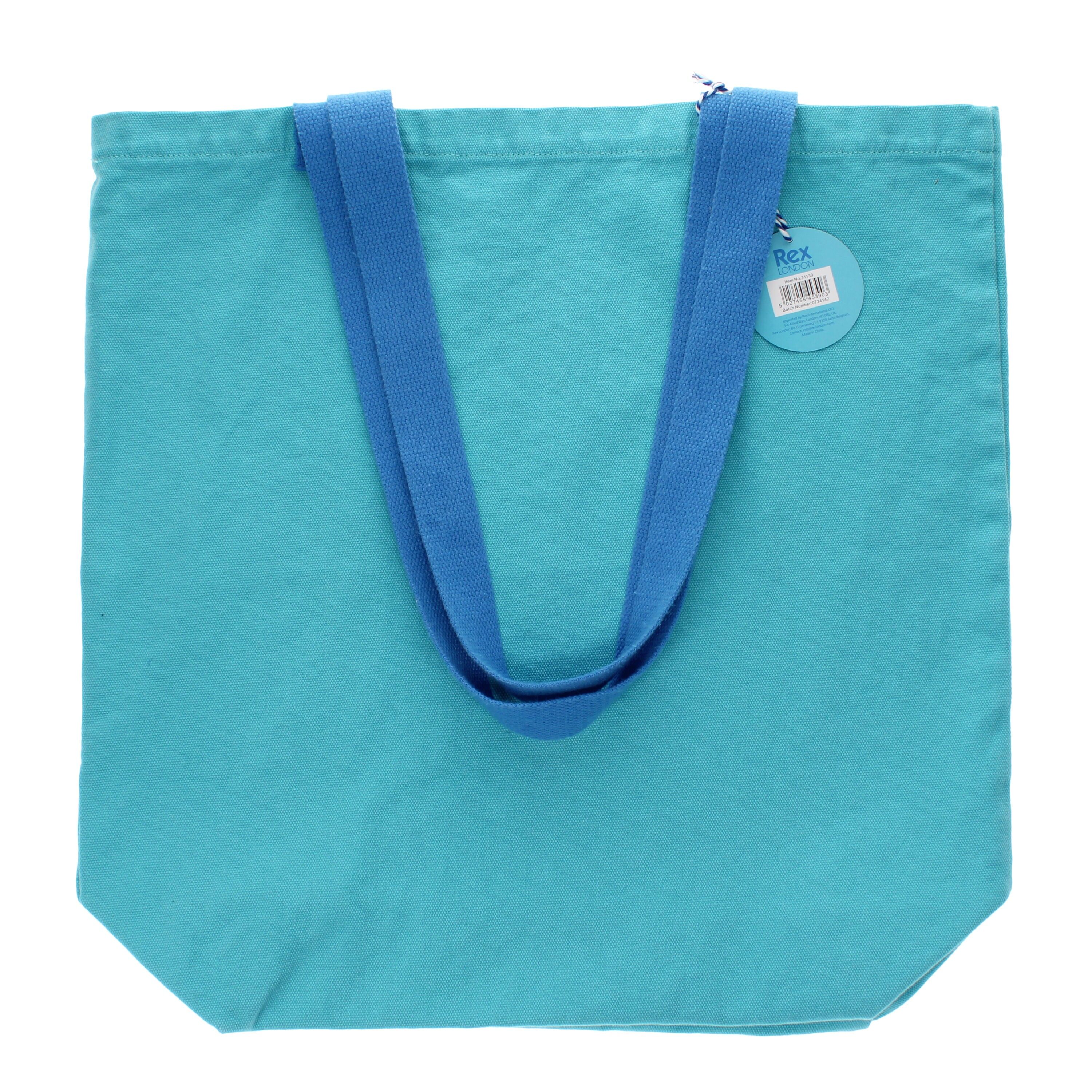 Borsa tote in cotone bicolore - Blu acqua
