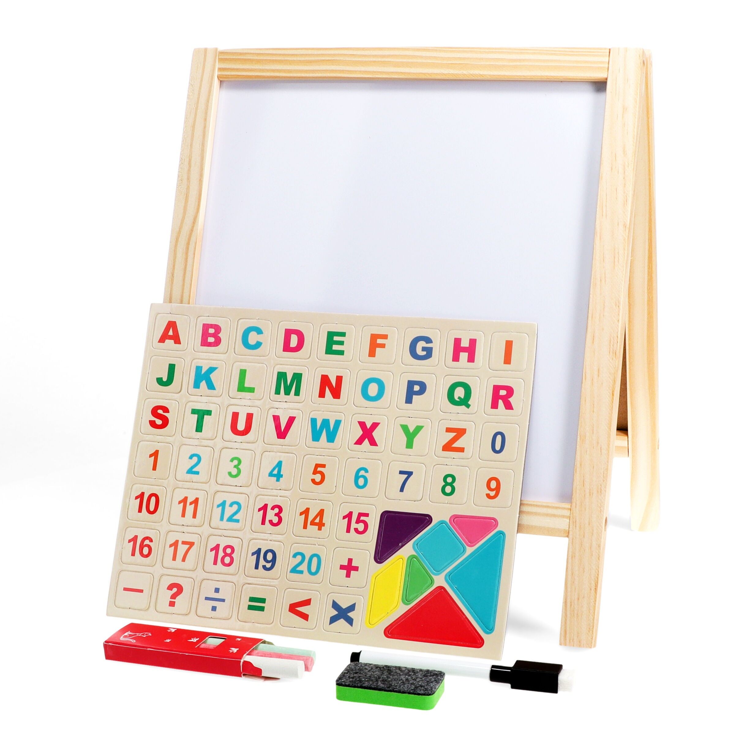 Tabletop blackboard and whiteboard easel set
