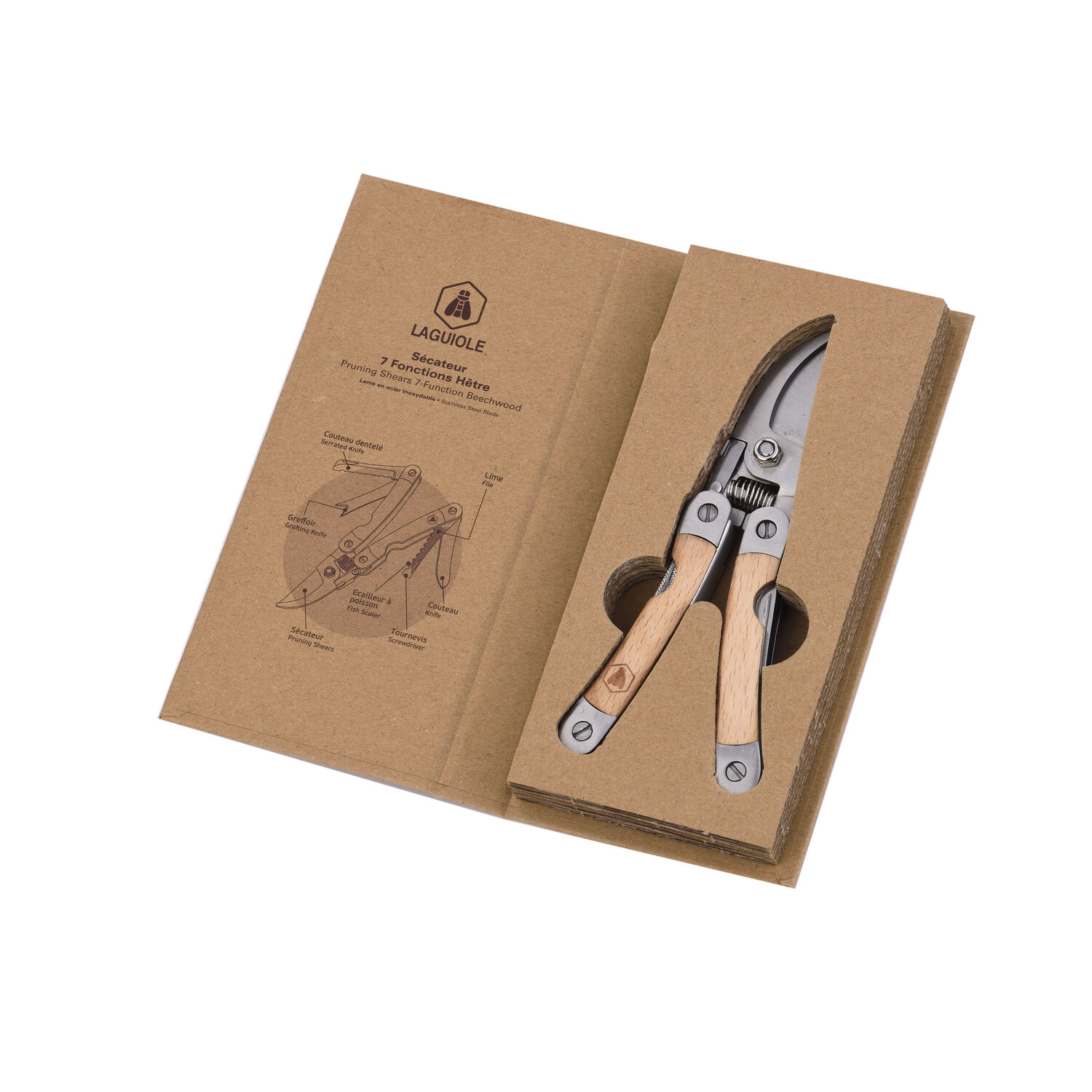 Pruner - 7 FUNCTION GARDEN SHEARS IN BEECH WOOD