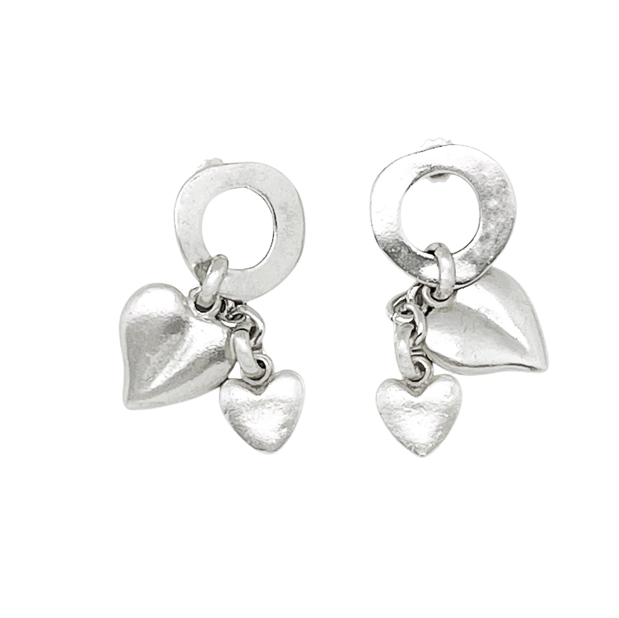 Orecchino a cascata a forma di cuore in argento placcato