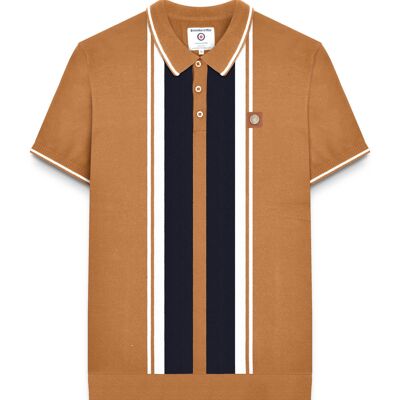 Polo en tricot rayé SS tabac SS25