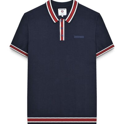 Polo en tricot SS à liseré bleu marine SS25