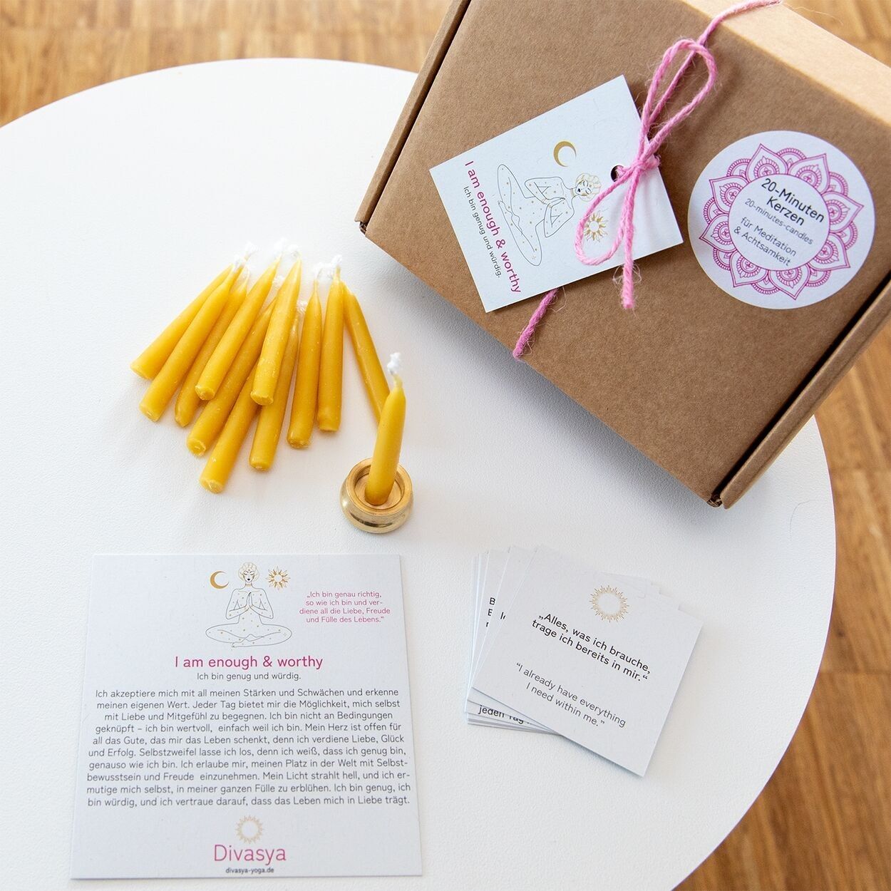 Candele da 20 minuti | set regalo | Variazione: "Sono abbastanza e degno"